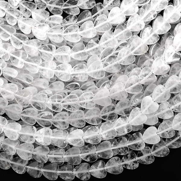 Natural Rock Quartz Heart 8mm Beads Center Drilled Gemstone 15.5" Strand