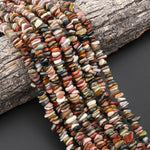 Natural Multicolor Alashan Agate Center Drilled Irregular Chip Rondelle Beads Gemstone 15.5" Strand