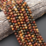 Natural Red Creek Jasper 4mm 6mm 8mm 10mm 12mm Round Beads Aka Cherry Creek Multicolor Picasso Jasper 15.5" Strand