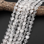 AAA Faceted Natural Rock Quartz Crystal Faceted Heart Beads 14mm Healing Gemstone 15.5" Strand
