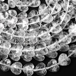 AAA Faceted Natural Rock Quartz Crystal Faceted Heart Beads 14mm Healing Gemstone 15.5" Strand