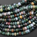 Faceted Natural Indian Agate 6x4mm Rondelle Gemstone Beads 15.5" Strand