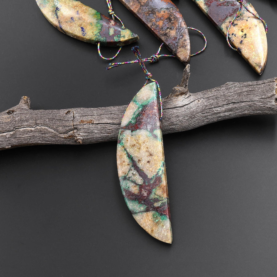 From the Old Arizona Copper Mine~ Natural Copper in Chrysocolla Crescent Moon Pendant A1