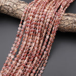 Natural Natural Strawberry Quartz Carved Heart Beads 6mm Gemstone 15.5" Strand