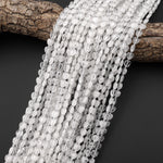 Natural Natural Rock Crystal Quartz Carved Heart Beads 6mm Gemstone 15.5" Strand