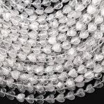 Natural Natural Rock Crystal Quartz Carved Heart Beads 6mm Gemstone 15.5" Strand