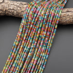Tourmaline Agate Smooth 4mm Heishi Rondelle Beads Multicolor Pink Orange Mint Green Blue 15.5" Strand