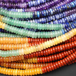 AAA Natural Chakra Beads 6mm Smooth Thin Rondelle Gemstone Amethyst Amazonite Lapis Tiger's Eye Orange Aventurine Red Jasper 15.5" Strand