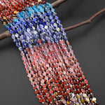 Natural Multicolor Gemstone Heart 6mm Beads Sodalite Lapis Apatite Sodalite Mookaite Red Jasper Rhodonite Cherry Quartz 15.5" Strand