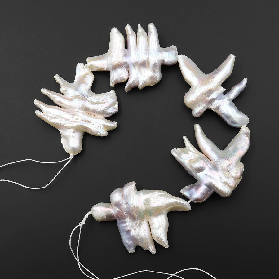 Natural Silvery White "Wealth" Pearl Genuine Real Freshwater Pearl 10" Strand