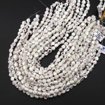 Natural White Mother of Pearl Rounded Nugget Beads Iridescent Shell 8mm 15.5" Strand