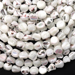 Natural White Mother of Pearl Rounded Nugget Beads Iridescent Shell 8mm 15.5" Strand
