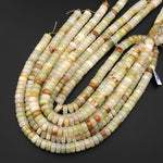 AAA Large Natural Green Brown Calcite 12mm Heishi Wheel Rondelle Beads Aka Afghanistan Jade 15.5" Strand