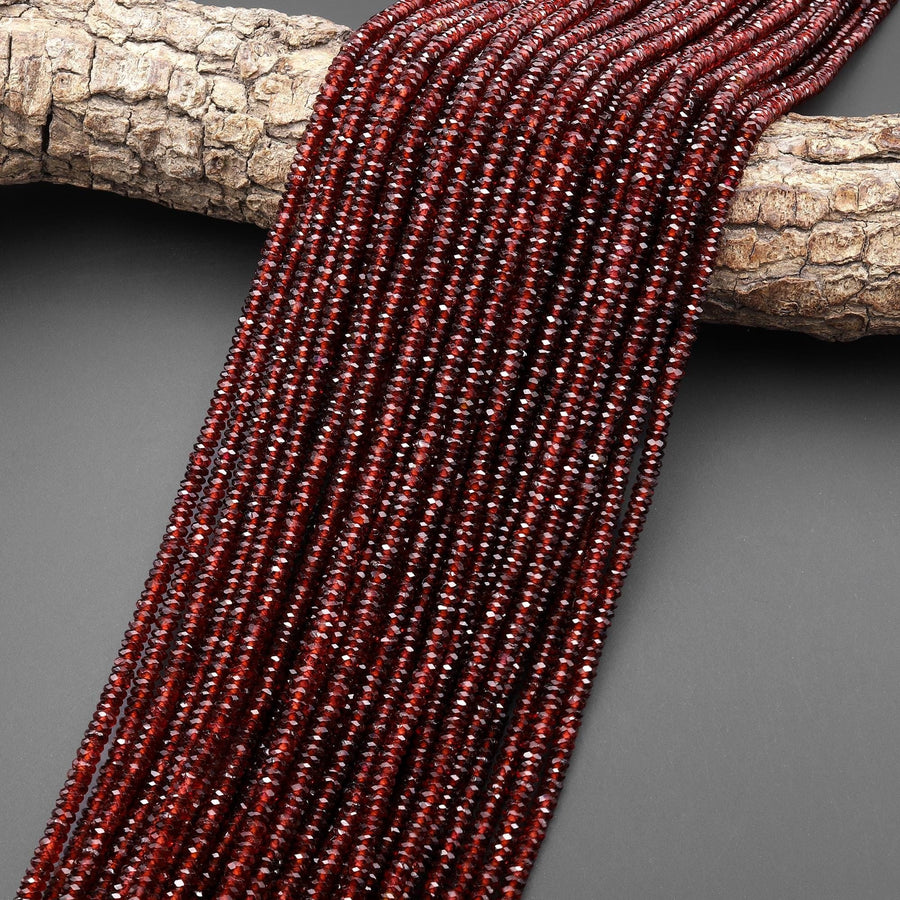 AAA Rare Natural Orange Champagne Malaya Garnet Faceted 3mm 4mm Thin Rondelle Beads 15.5" Strand