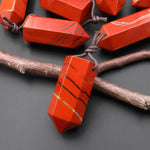 AAA Natural Red Jasper Crystal Faceted Hexagonal Point Pendant for Jewelry Making