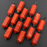 AAA Natural Red Jasper Crystal Faceted Hexagonal Point Pendant for Jewelry Making