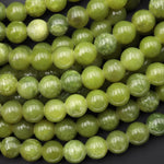 AAA Large Hole Beads 2.5mm Drill Natural Olive Jade 8mm Round Beads 8" Strand