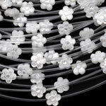 AAA Natural White Mother of Pearl Hand Carved Cherry Blossom Flower 10mm Gemstone Beads Strand