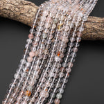 Natural Rock Crystal Phantom Quartz Smooth Round 6mm 8mm 10mm 12mm Beads 15.5" Strand