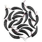 Carved Natural Black Obsidian Wolf Claw Pendant • Tribal Animal Fang Necklace Charm • Matte Totem for Jewelry Making • Protection Amulet