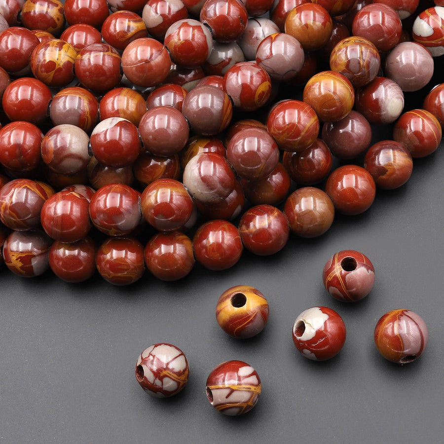 AAA Large Hole Beads 2mm 3mm Drill Natural Australian Noreena Jasper 8mm 10mm Round Beads 8" Strand