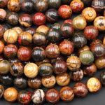 Large Hole Beads 2mm 3mm Drill Natural Red Creek Jasper 6mm 8mm 10mm Round Beads 8" Strand