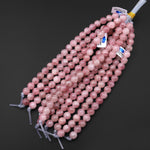 AAA Large Hole Beads 2mm 3mm Drill Natural Madagascar Mauve Pink Rose Quartz 9mm 10mm Round Beads 8" Strand