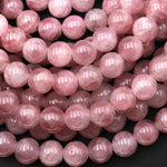AAA Large Hole Beads 2mm 3mm Drill Natural Madagascar Mauve Pink Rose Quartz 9mm 10mm Round Beads 8" Strand
