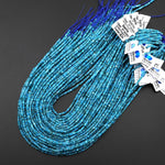 Faceted Natural Blue Apatite 3mm Thin Rondelle Beads Gemstone 15.5" Strand