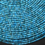Faceted Natural Blue Apatite 3mm Thin Rondelle Beads Gemstone 15.5" Strand