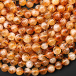 Natural Honey Golden Citrine 6mm 8mm 10mm Smooth Round Beads Gemstone 15.5" Strand