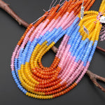 Multicolor 6mm Smooth Rondelle Beads Colored Yellow Blue Pink Orange Jade 15.5" Strand