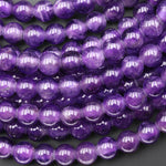 Large Hole Beads 2mm 3mm Drill AAA Natural Amethyst 8mm 10mm Round Beads 8" Strand