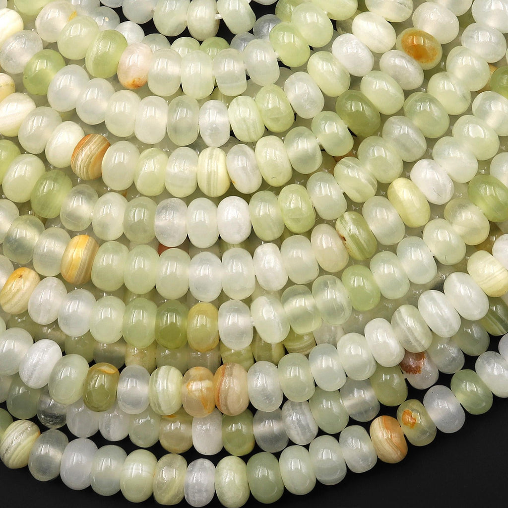 AAA Natural Green Calcite 6mm Rondelle Beads Aka Afghanistan Jade 15.5" Strand