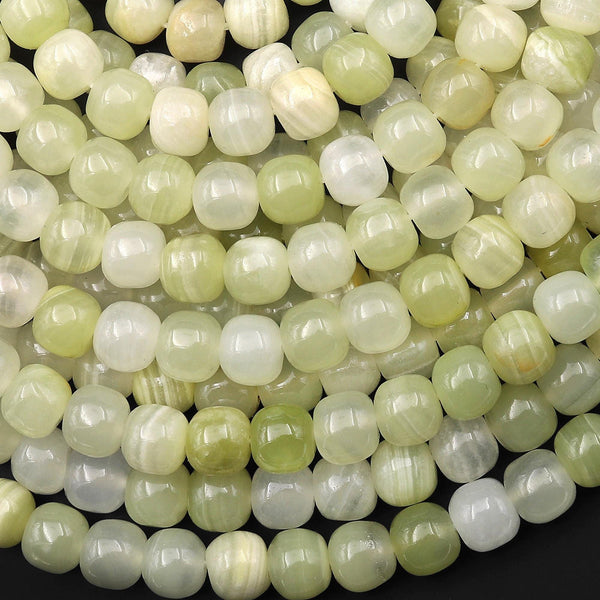 AAA Natural Green Calcite Short Cylinder Barrel 8mm Beads Aka Afghanistan Jade 15.5" Strand