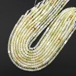 AAA Natural Green Calcite Carved Bamboo Stem Tube Beads Aka Afghanistan Jade 15.5" Strand