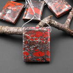Natural Red Brecciated Blood Jasper Rectangle Pendant Side Drilled