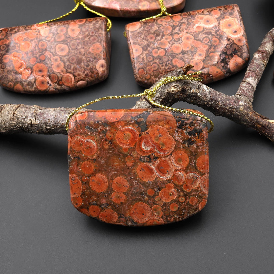 Natural Desert Rose Jasper Rectangle Saddle Locket Shaped Pendant Side Drilled Gemstone