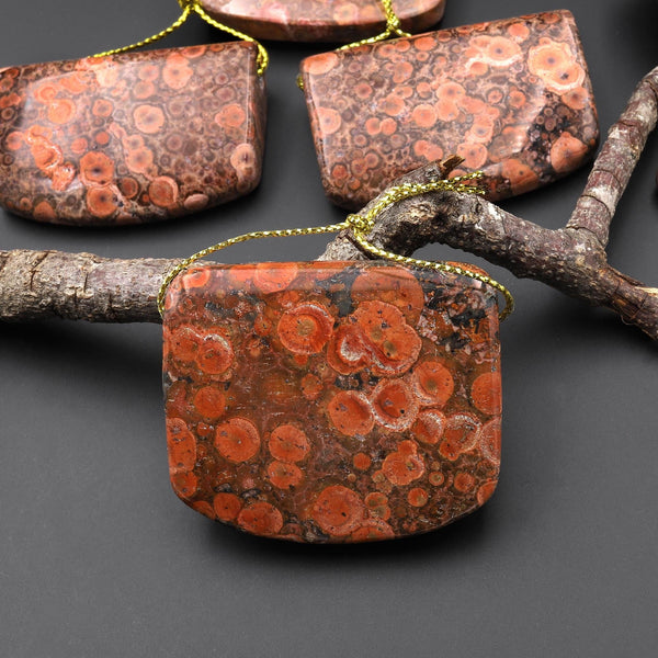 Natural Desert Rose Jasper Rectangle Saddle Locket Shaped Pendant Side Drilled Gemstone A2