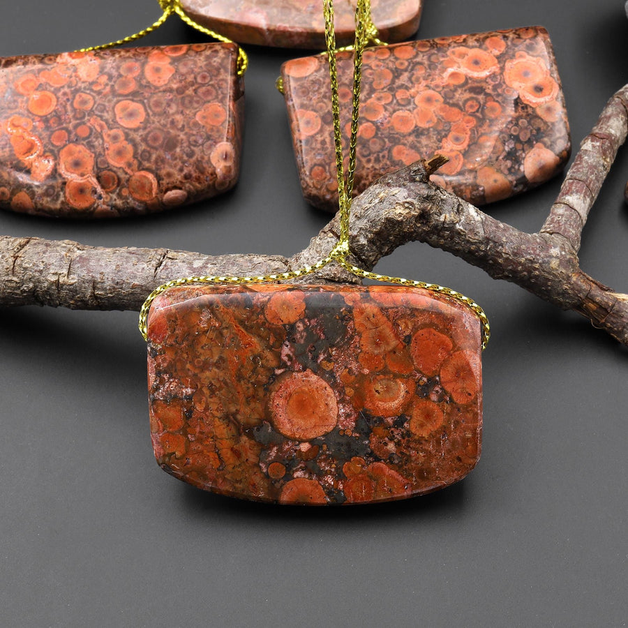 Natural Desert Rose Jasper Rectangle Saddle Locket Shaped Pendant Side Drilled Gemstone A3