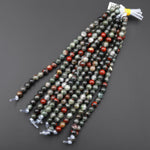 AAA Large Hole Beads 2.5mm Drill Natural African Bloodstone 6mm 8mm Round Beads 8" Strand