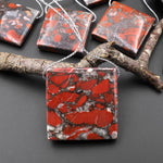 Natural Red Brecciated Blood Jasper Square Pendant Side Drilled