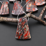 Natural Red Brecciated Blood Jasper Trapezoid Pendant Side Drilled