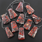 Natural Red Brecciated Blood Jasper Trapezoid Pendant Side Drilled