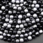 Mystic Silver Black Titanium Agate 6mm 8mm 10mm Round Beads 15.5" Strand