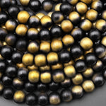 Mystic Gold Black Titanium Agate 6mm 8mm 10mm Round Beads 15.5" Strand