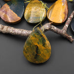 Natural Ocean Jasper Teardrop Pendant Top Side Drilled Gemstone