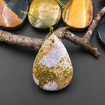 Natural Ocean Jasper Teardrop Pendant Top Side Drilled Gemstone