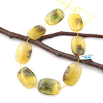 Rare Bicolor Natural Rainbow Fluorite Rectangle Focal Beads Yellow Green Gemstone 15.5" Strand