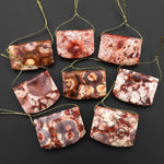 Natural Bird's Eye Rhyolite Rectangle Saddle Locket Pendant Earthy Mauve Red Brown Jasper From Mexico
